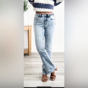 Vervet women’s high rise acid wash jeans with bootcut leg